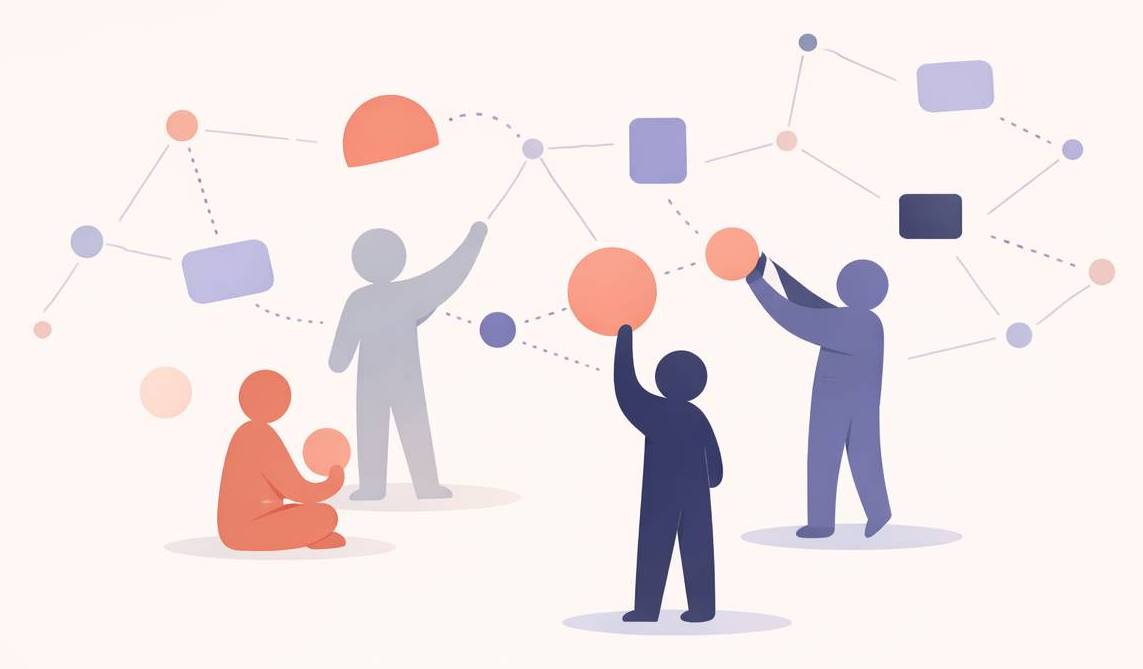 People collaborating with shapes